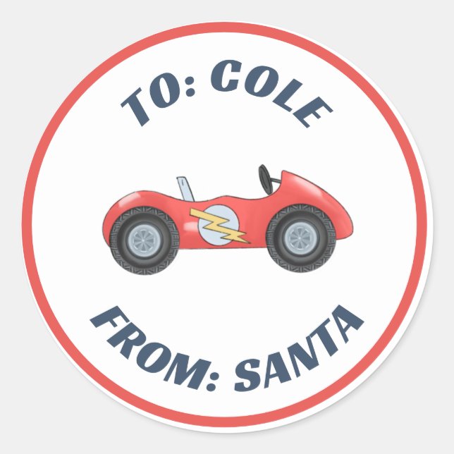 Redonda Race Car Racetra Navidades Personalizado Pegatina  (Anverso)