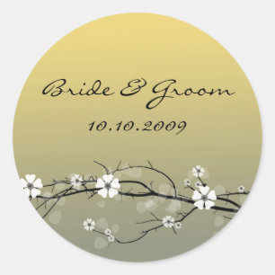 Redonda rama de flores del Pegatina del boda