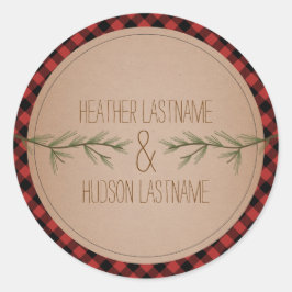 Redonda Ramas de árbol evergreen ramificadas Pegatina Boda