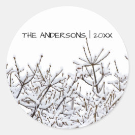 Redonda Ramas Nevadas - Pegatina Circular