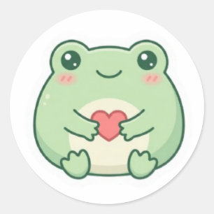Redonda Rana de amor minimalista Pegatina de rana linda so