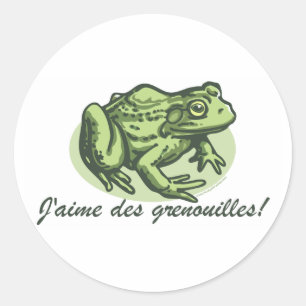 Redonda Rana francesa - Amo a Pegatina de ranas