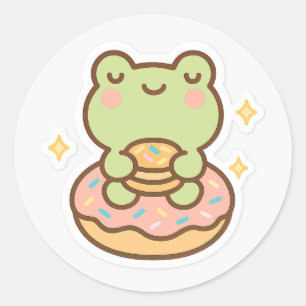 Redonda Rana Kawaii con Pegatina de Donut
