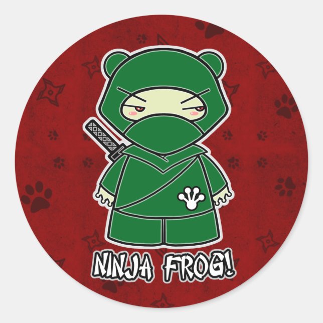 Redonda ¡Rana Ninja! En Pegatina rojo (Anverso)
