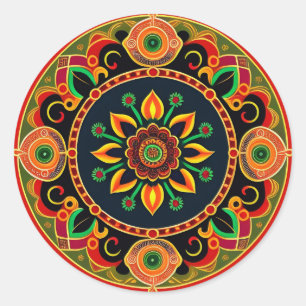 Redonda Rangoli Design pegatina