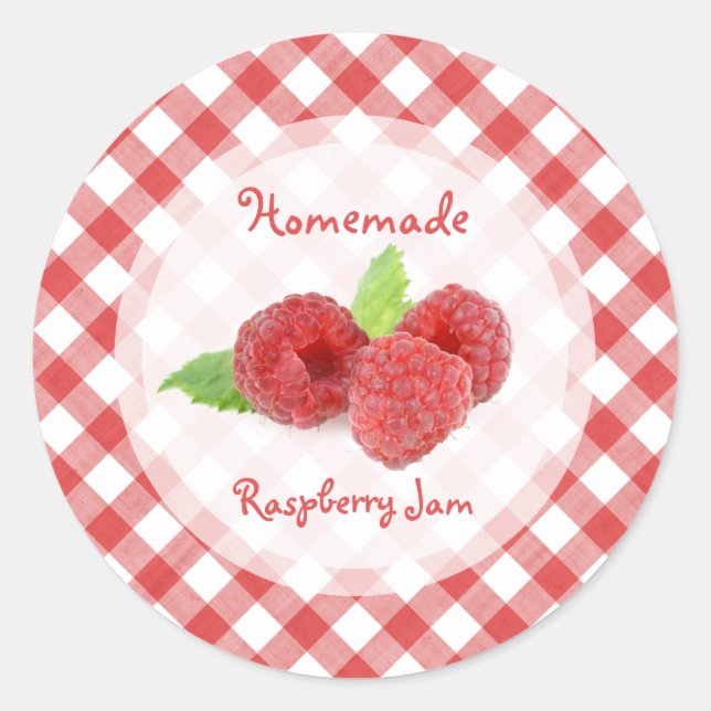 Redonda Raspberry Jam pegatina (Anverso)