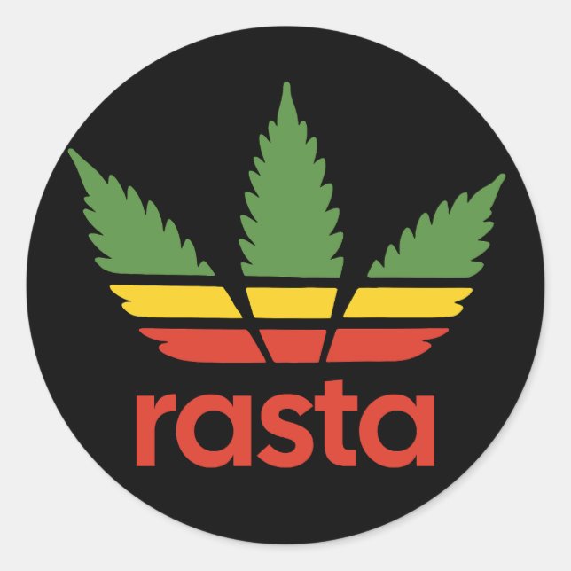 Redonda Rasta Leaf Pegatina (Anverso)