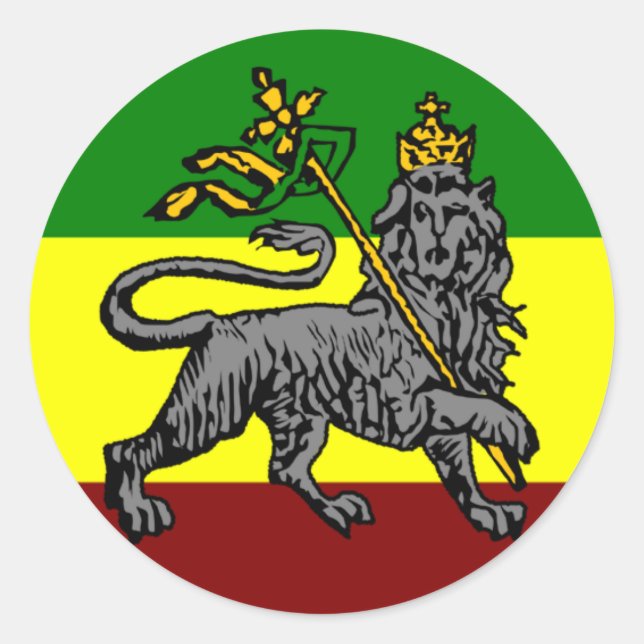 Redonda Rasta Lion pegatina (Anverso)