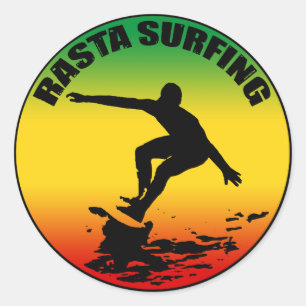 Redonda Rasta Surfing Pegatina