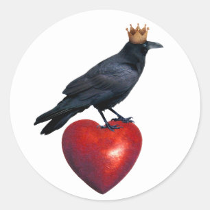 Redonda Raven King Heart Pegatina