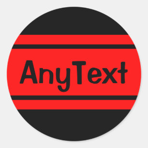 Redonda Rayas de raza roja negra Cualquier Pegatina de tex
