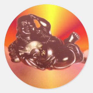 Redonda Reclamando el Pegatina de Buda Riéndose