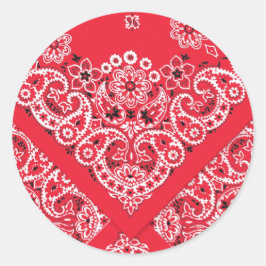 Redonda Red Bandana Design Classic Round Pegatina