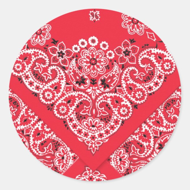Redonda Red Bandana Design Classic Round Pegatina (Anverso)