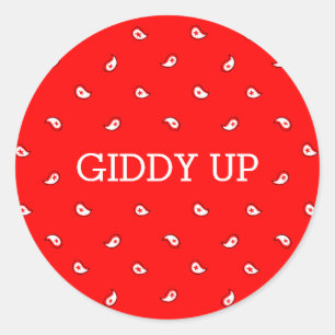 Redonda Red Bandana Pegatina Giddy Up