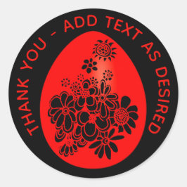 Redonda Red EGG Ginger Fiesta Pegatina Red Black Personali