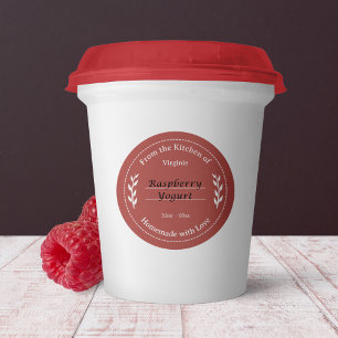 Redonda Red Kraft & Rustic Made with Love Label Pegatina