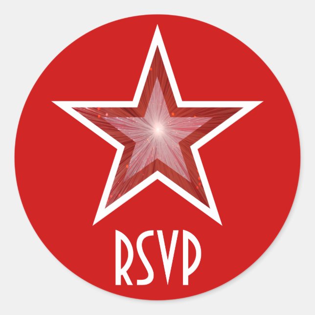 Redonda Red Star RSVP pegatina redondo rojo (Anverso)