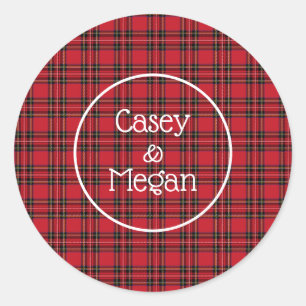 Redonda Red Tartan Plaid Pegatina