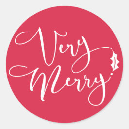 Redonda Red Verry Merry Christmas Classic Round Pegatina