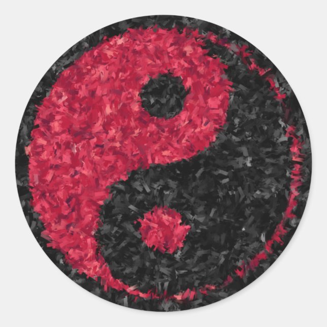 Redonda Red Yin Yang Pegatina (Anverso)
