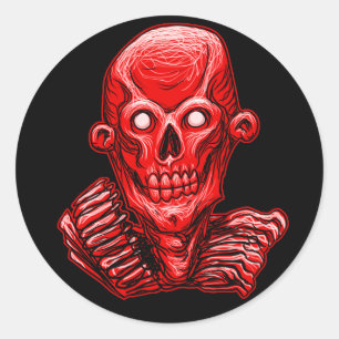Redonda Red Zombie Skull Head Pegatina