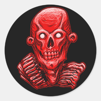 Redonda Red Zombie Skull Head Pegatina