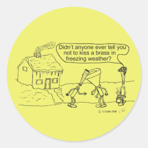 Redonda Reed Kissing Brass Classic Round Pegatina