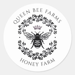 Redonda Regal Queen Bee Honey Farm Beekeeper Pegatina