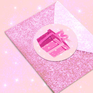 Redonda Regalo de Princesa Rosa Pegatina para Cumpleaños d