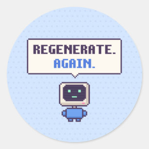 Redonda Regenerar. De nuevo. Pegatina divertida de píxeles