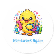 Regreso a clases Pollito Lindo Pegatina Divertida 