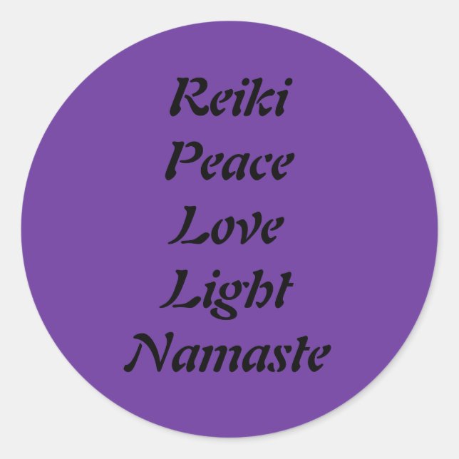 Redonda Reiki Peace Love Light Namaste Pegatina (Anverso)