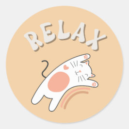 Redonda RELAX FUNNY CAT Classic Round Pegatina