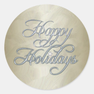 Redonda Relieve metalizado dorado Felices Fiestas Pegatina