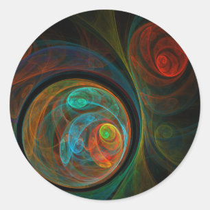 Redonda Renacimiento Azul Abstracto Arte Pegatina Redondo