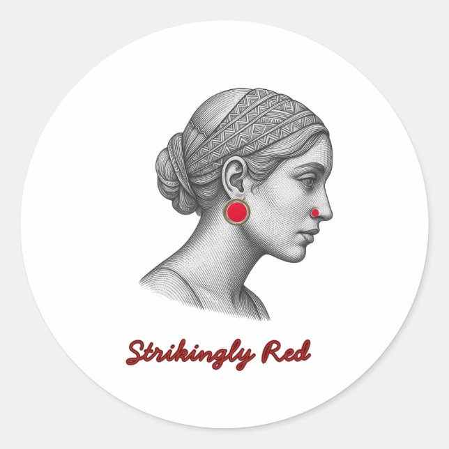 Redonda Retrato de mujer elegante con pegatina (Anverso)