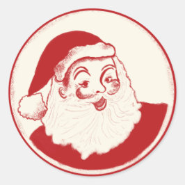 Redonda Retro Santa Claus ilustracion pegatina de Navidad