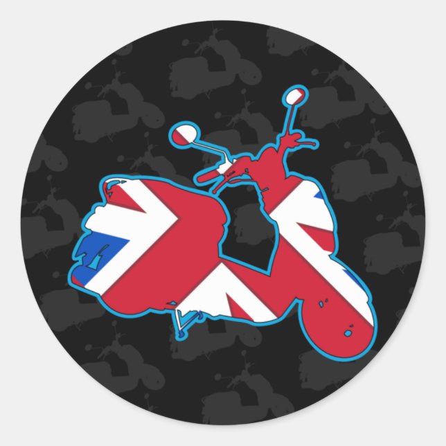 Redonda Retro Scooter Mod Pegatina (Anverso)