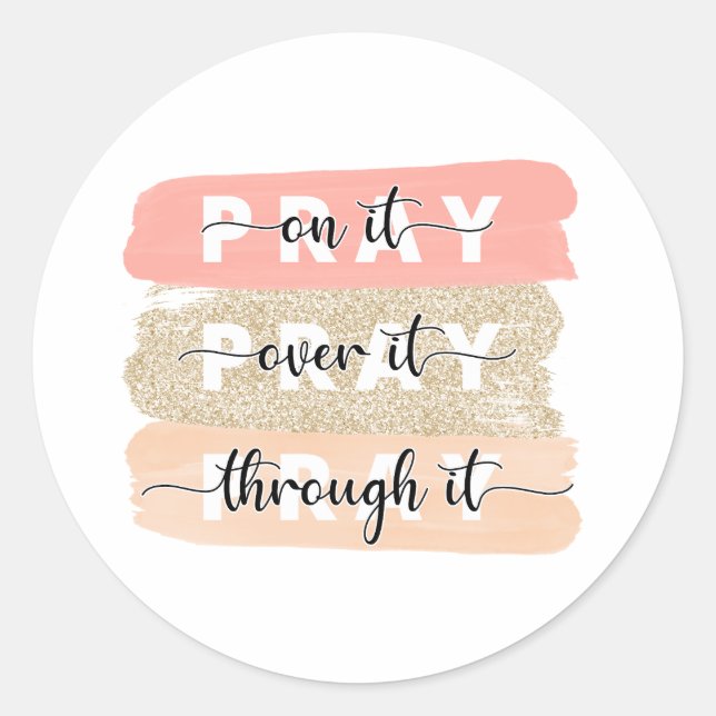 Redonda Reza Sobre El Pegatina (Anverso)