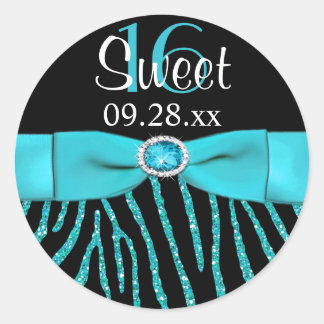 Redonda RIBBON Zebra Sweet 16 Pegatina favorito