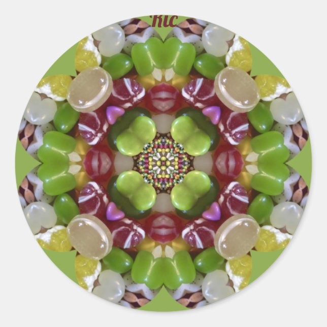 Redonda RIC ~ EASTER CANDY JELLY BEANS ~ Round Pegatina (Anverso)