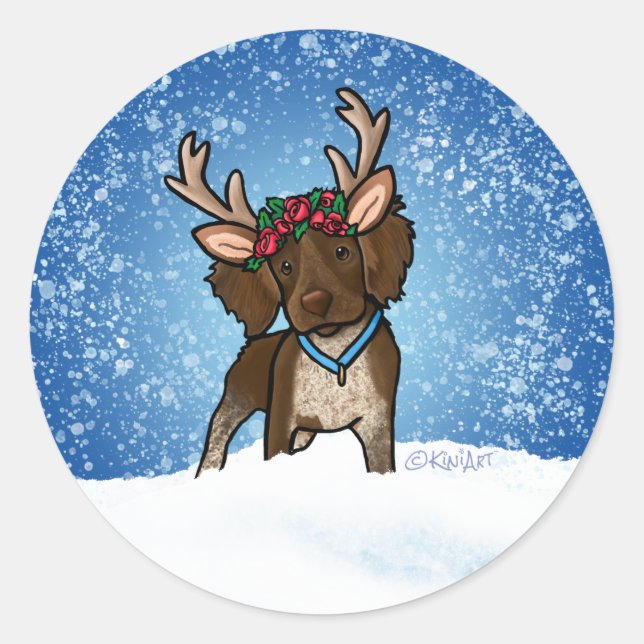 Redonda Roan Brittany Reindeer Classic Round Pegatina (Anverso)