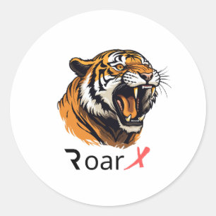 Redonda Roar en estilo: Majestuoso pegatina de la cara del