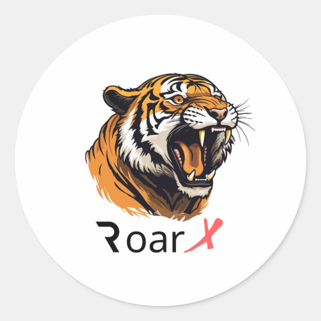 Redonda Roar en estilo: Majestuoso pegatina de la cara del (Anverso)