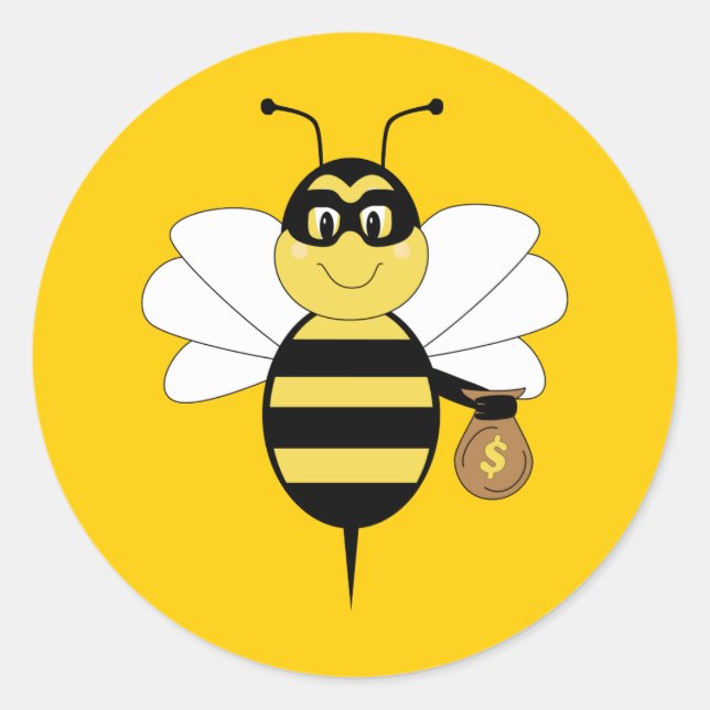 Redonda RobBee Bumble Bee Pegatina (Anverso)