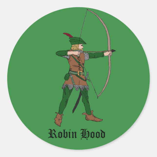 Redonda Robin Hood Pegatina (Anverso)