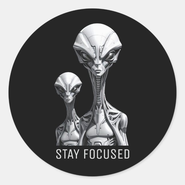 Redonda Robot Aliens Round Pegatina Set (Anverso)