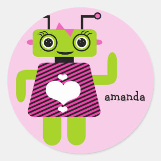 Redonda Robot Chica Pegatina