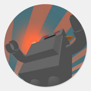 Redonda Robot estilo retro 4 Pegatina